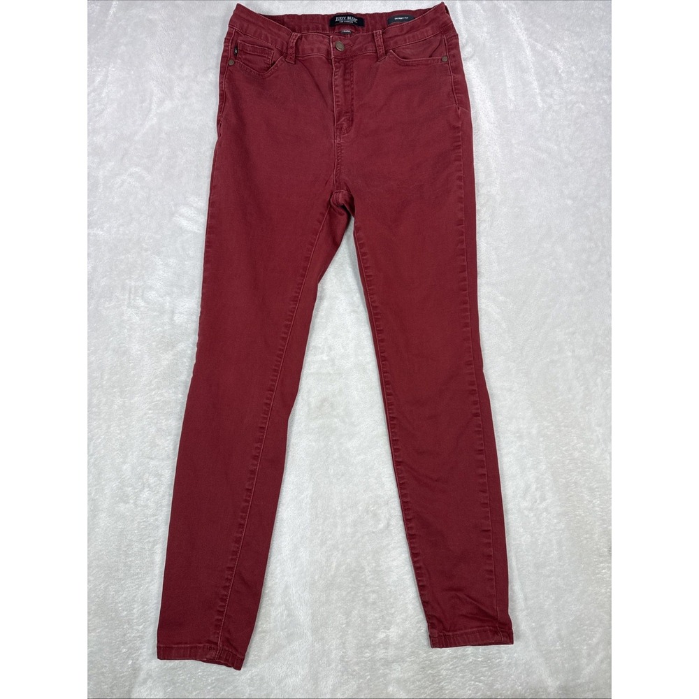 Judy Blue Womens High Rise Skinny Maroon Stretch Denim Jeans 11 (28X27)
